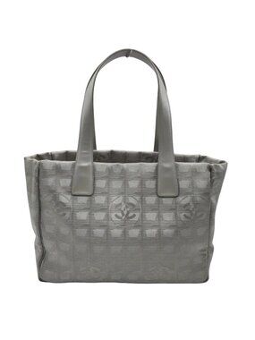 CHANEL Jacquard Tote with Metallic Silver Handles